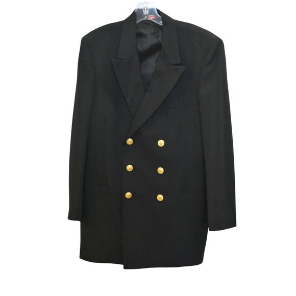 Men's Vintage United States Navy Double Breasted Formal Black Blazer 41 Long